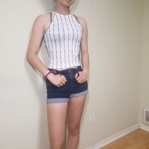 White vertical striped top